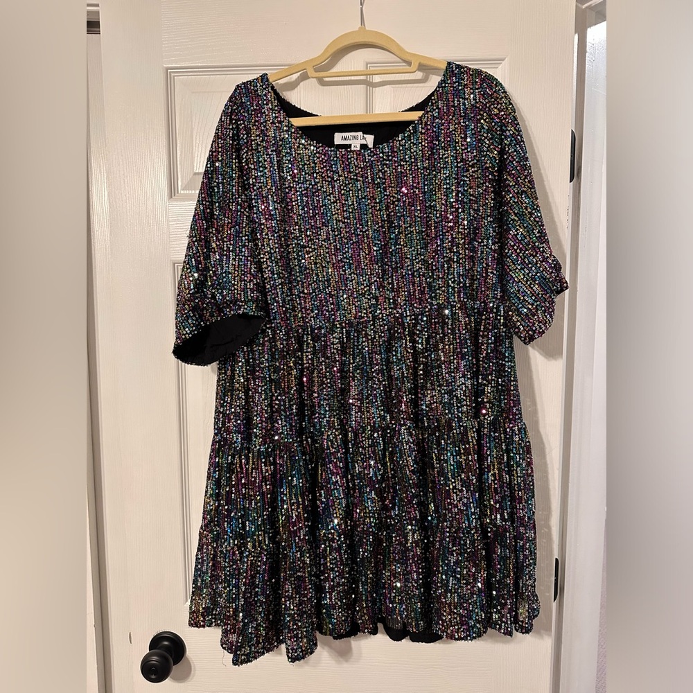 Amazing Lace “My Sequin Baby Doll Dress” XL